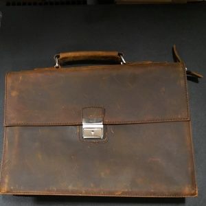 ON SALE - 15 in. Full Grain Leather Briefcase Laptop Bag  fit MackBook Pro 13"